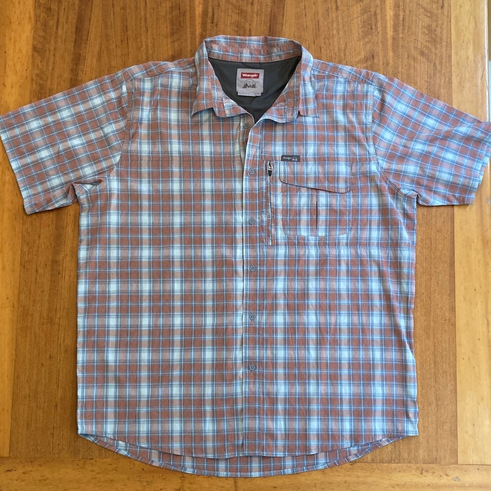 Wrangler Outdoor Series Vented Short Sleeve Button Down Shirt Plaid XL
